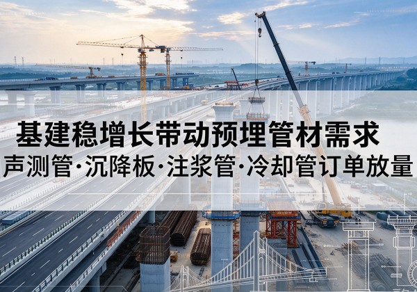 博尔塔拉基建稳增长带动预埋监测管材需求，声测管、沉降板、注浆管订单持续放量